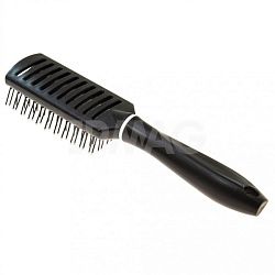 Расческа для волос MingFa массажная с горизонтальным вентилированием черная с белым ободком КМ21-526