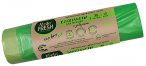 Мешки для мусора Master Fresh Bio биоразлагаемые салатовые с завязками 35 л 15 шт
