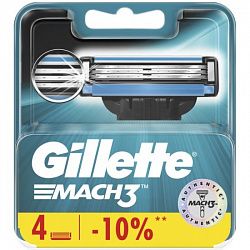 Кассета сменная для бритья Gillette MACH3 4шт Топ
