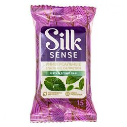 Салфетки влажные Ola! Silk Sense Универсальные Белый чай и мята 15 шт